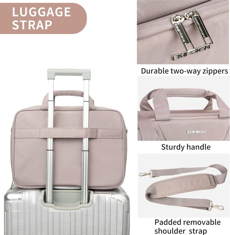 EMPSIGN 17.3 Inch Laptop Bag, Large Capacity Expandable Briefcase for Women & Men Business Office, Water-Repellent Laptop Case Travel Computer Bag with RFID Pockets, Dusty Pink - Image 5